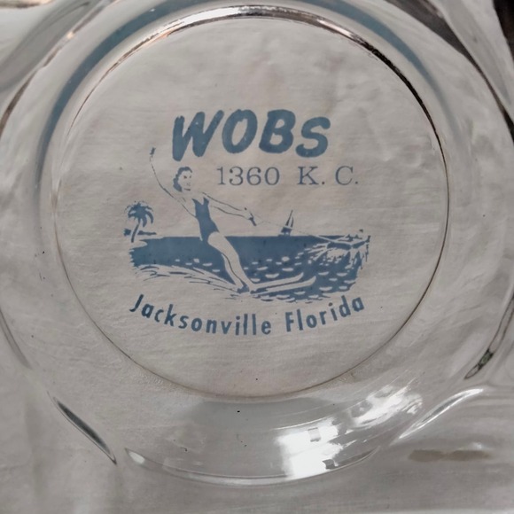WOBS 1360 KC Vintage Jacksonville Florida Radio Glass Ashtray